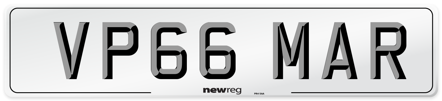 VP66 MAR Number Plate from New Reg